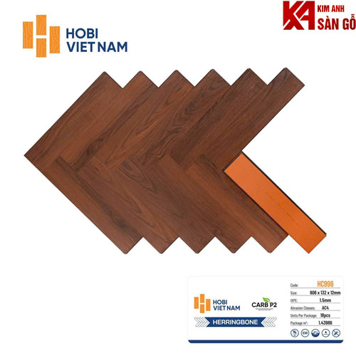 Sàn Gỗ Xương Cá Hobi 12mm+1,5 IXPE HC996